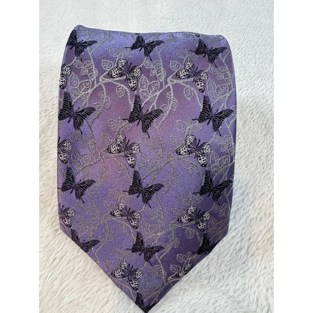 Belisi 100% Silk Handmade Tie Purple Butterflies Mens Necktie Work‎ Casual Party